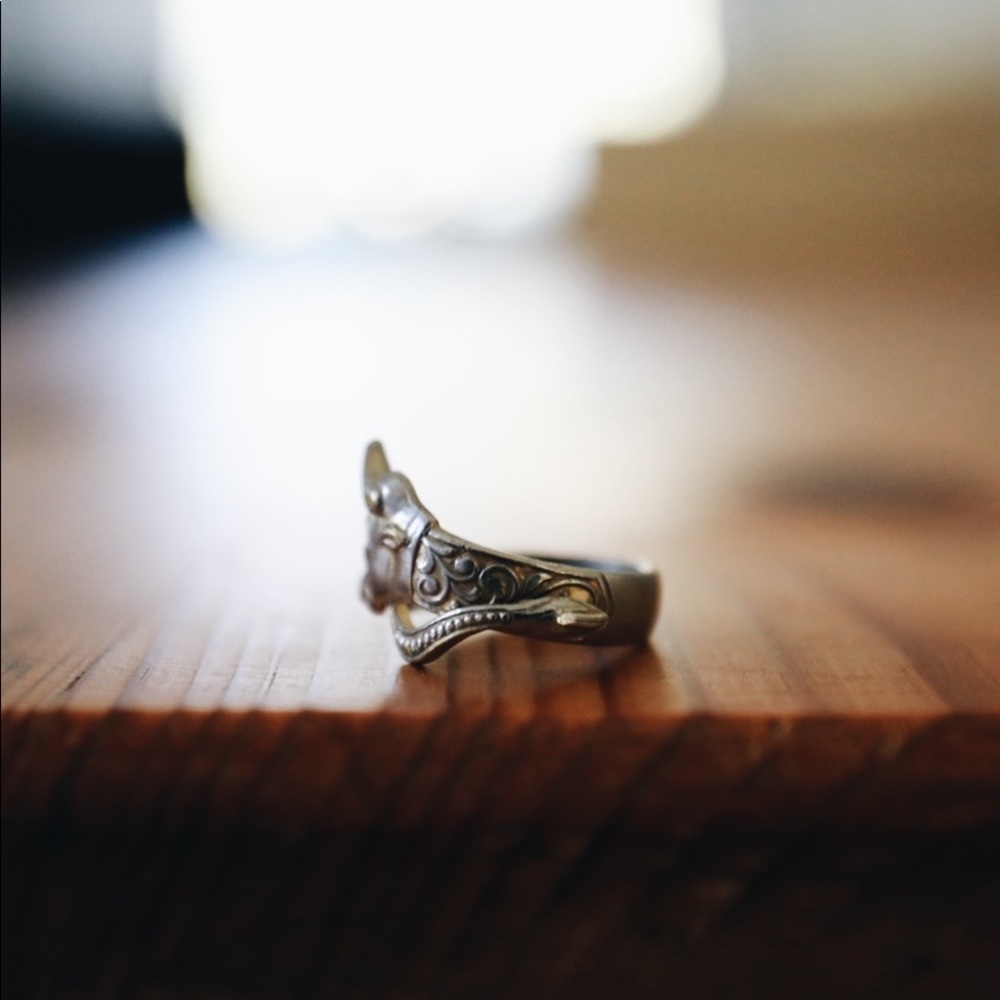 Vintage Sterling Silver Cow Ring Size 7 - Picture 3 of 4